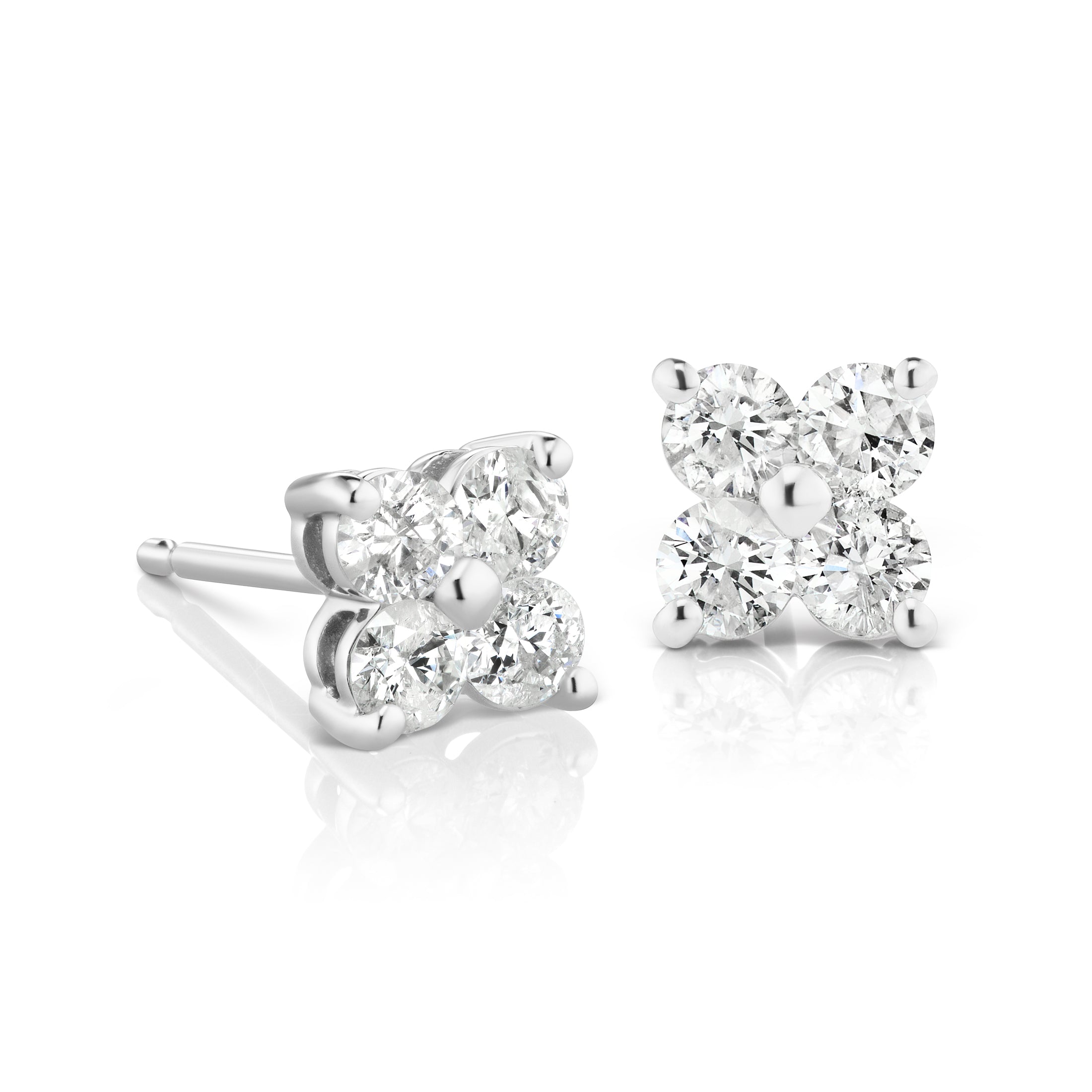 Diamond cluster stud earrings fashion