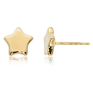 Yellow Gold Star Stud Earrings