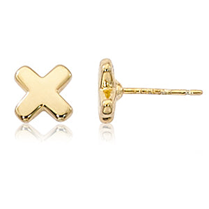 Yellow Gold "X" Stud Earrings