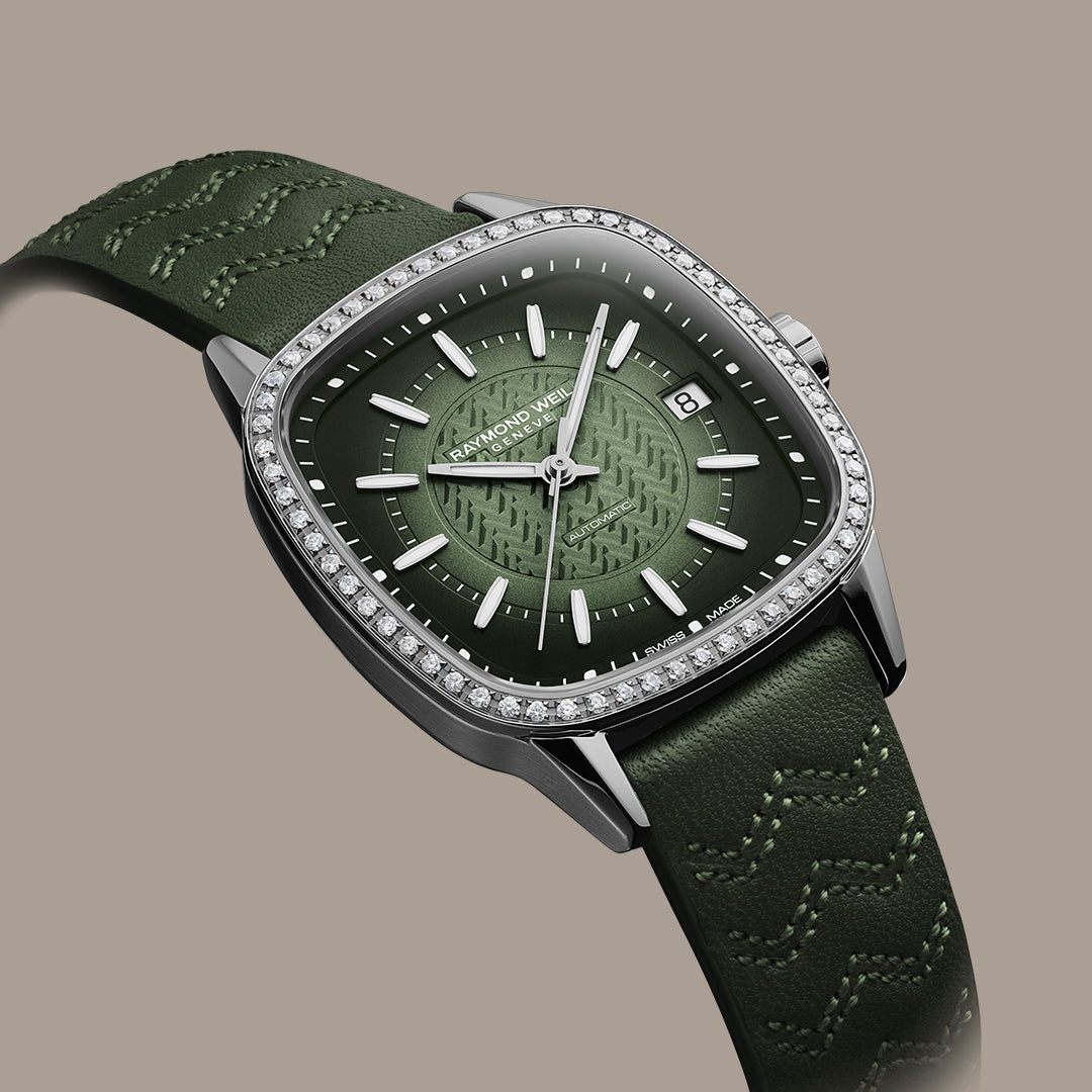 Freelancer Ladies Automatic Green Dial Leather Watch