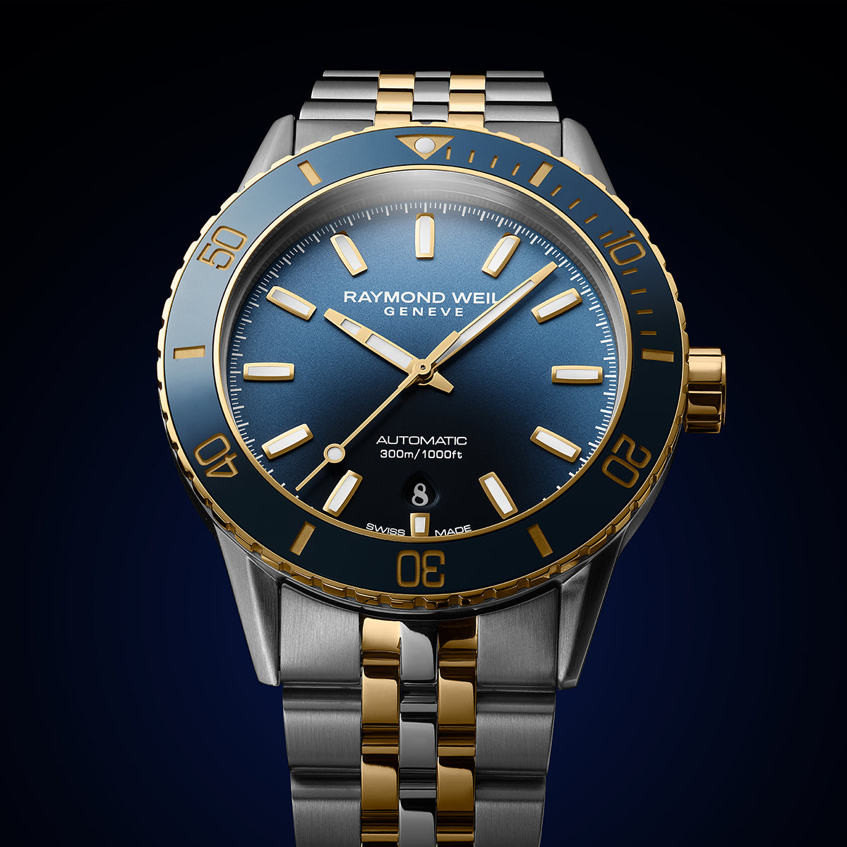 Freelancer Diver Men's Two-Tone Gradient Blue Dial Bracelet Watch