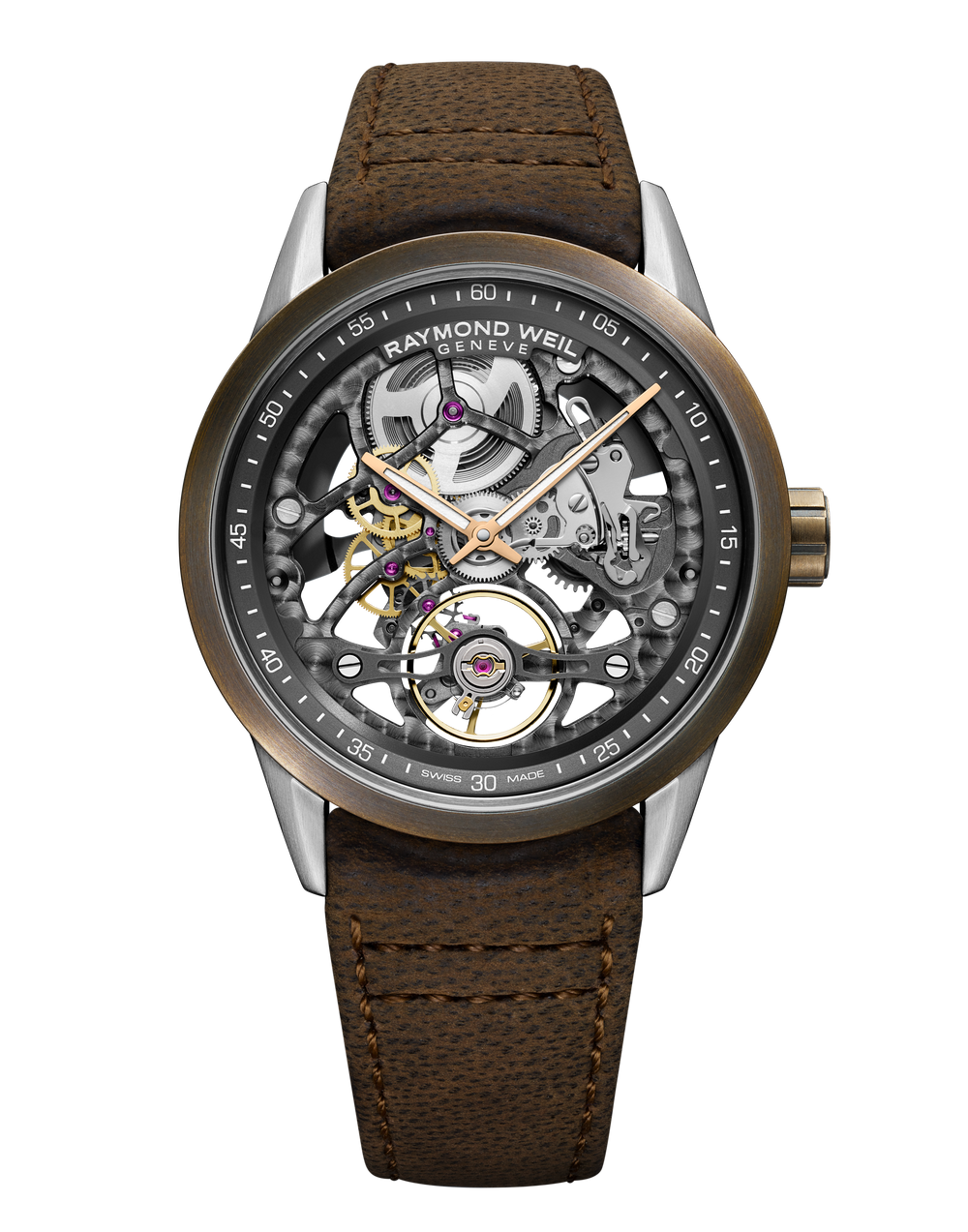 Freelancer Calibre RW1212 Skeleton Men's Automatic Grey Dial Brown Leather Watch