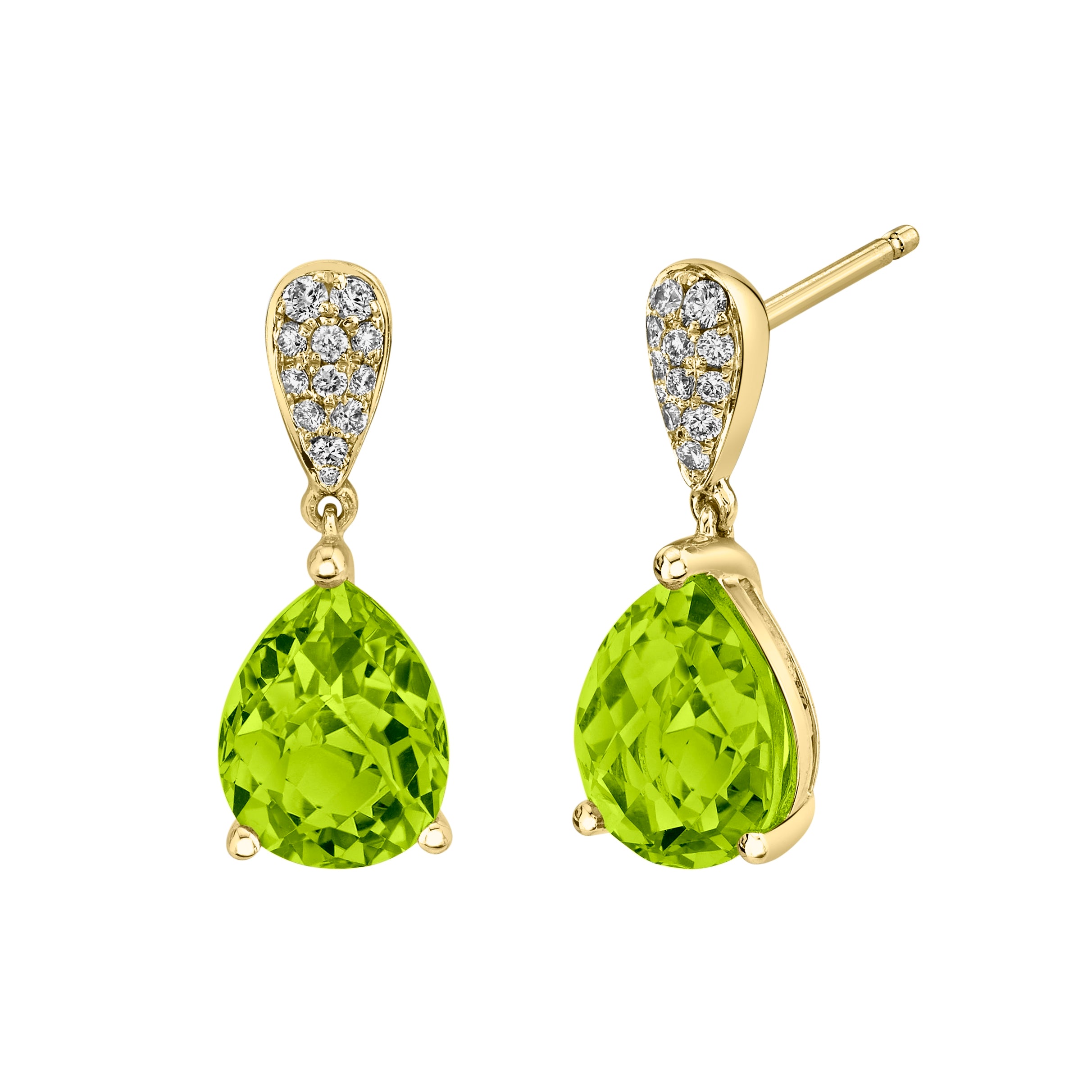 Peridot and Diamond Drop Earrings