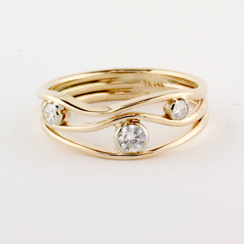 Tom Kruskal 3-Stone River Stones Diamond Ring