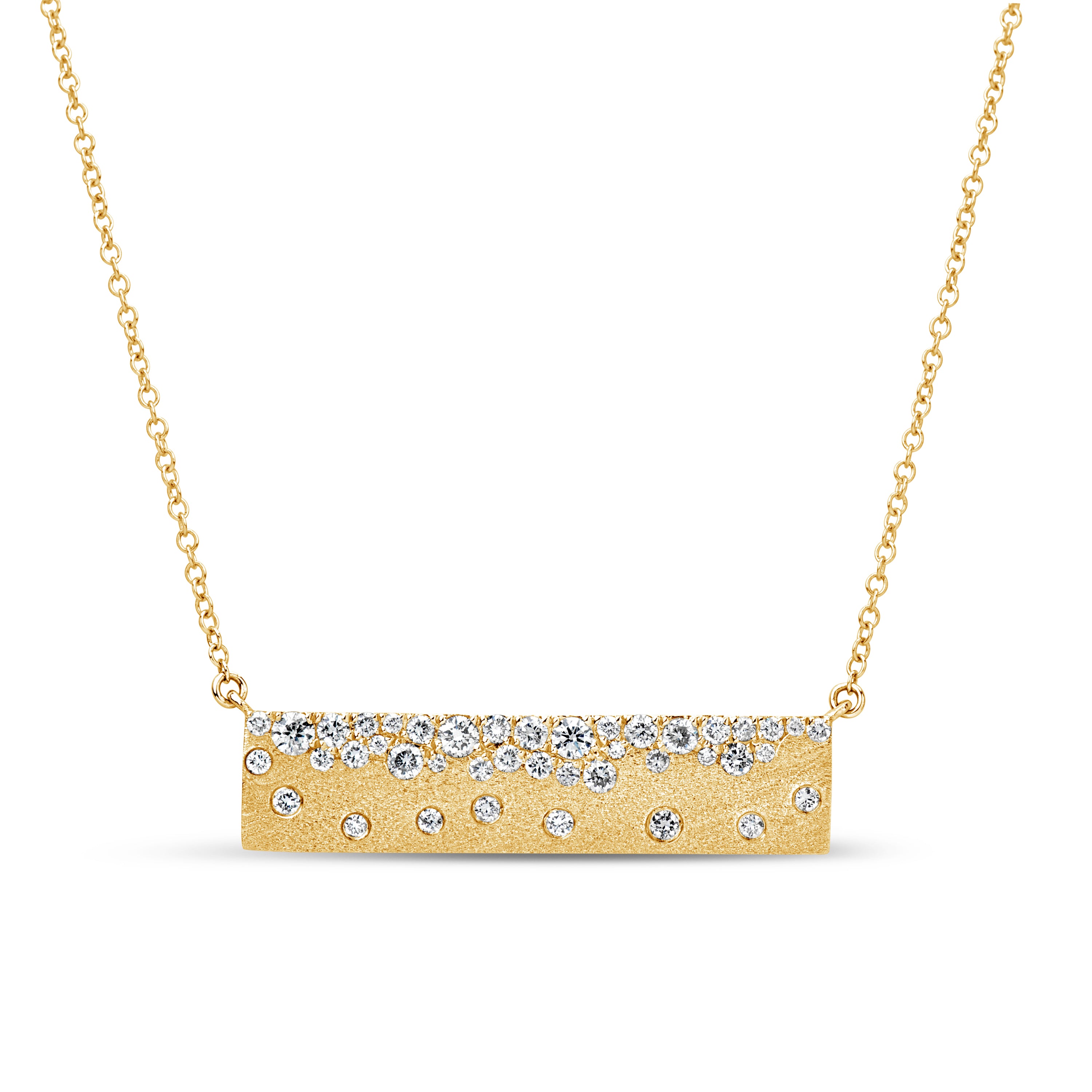 Dilamani Yellow Gold Confetti Diamond Bar Necklace