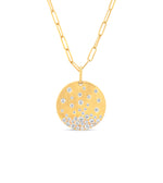 Dilamani Yellow Gold Confetti Diamond Disc Pendant