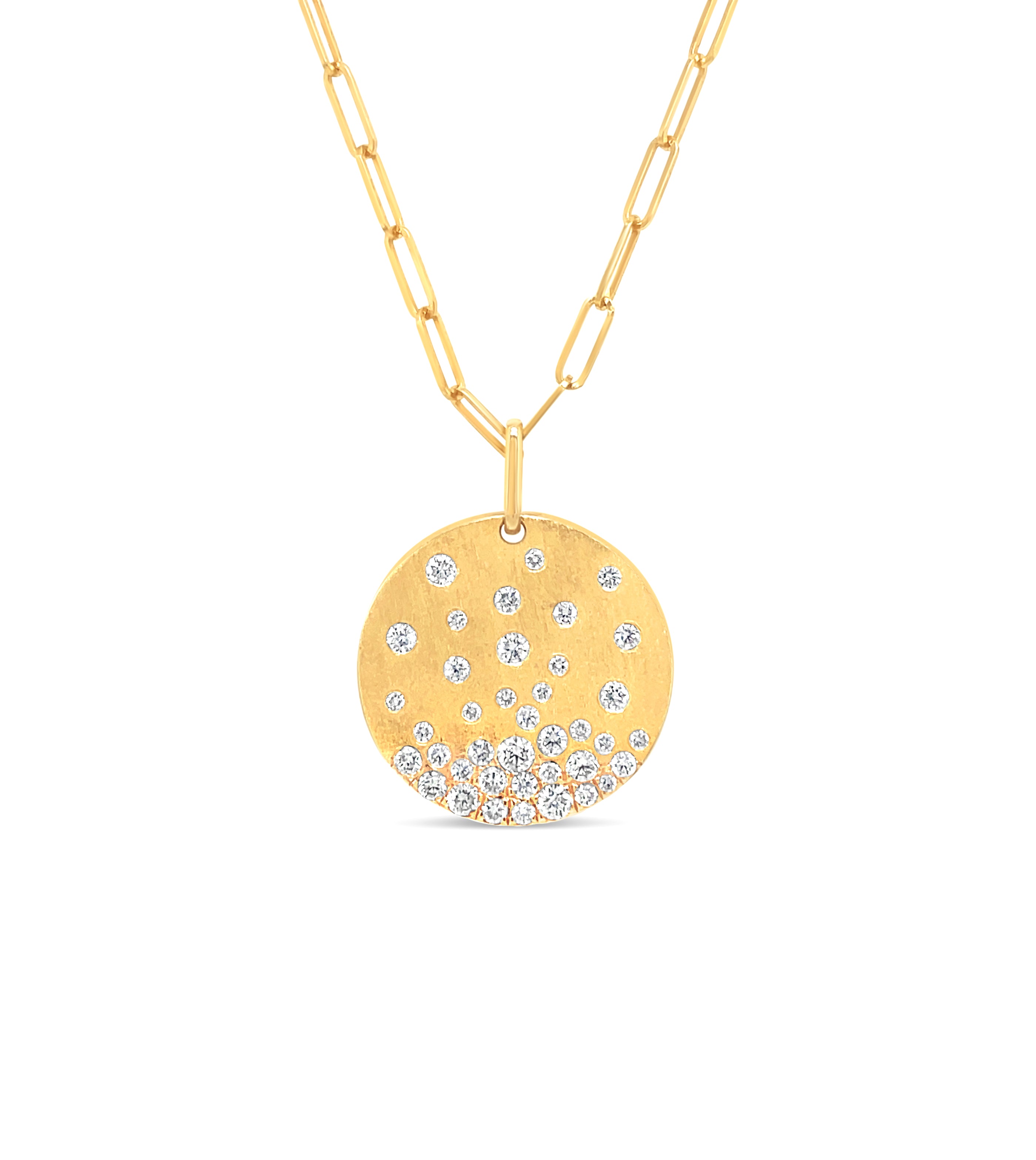 Dilamani Yellow Gold Confetti Diamond Disc Pendant