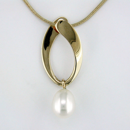 Tom Kruskal Yellow Gold Pearl Drop Pendant