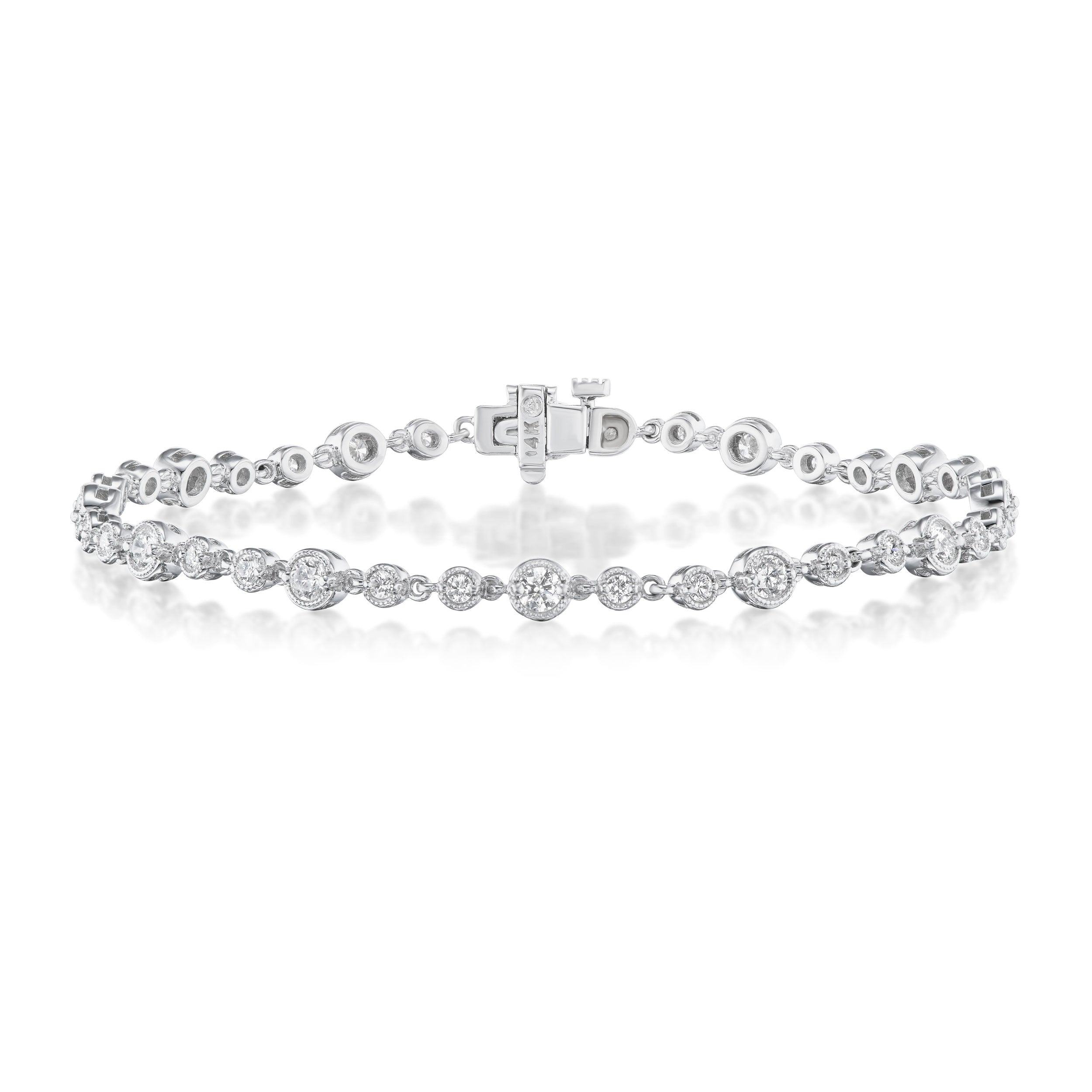 Milgrain Beaded Diamond Link Bracelet