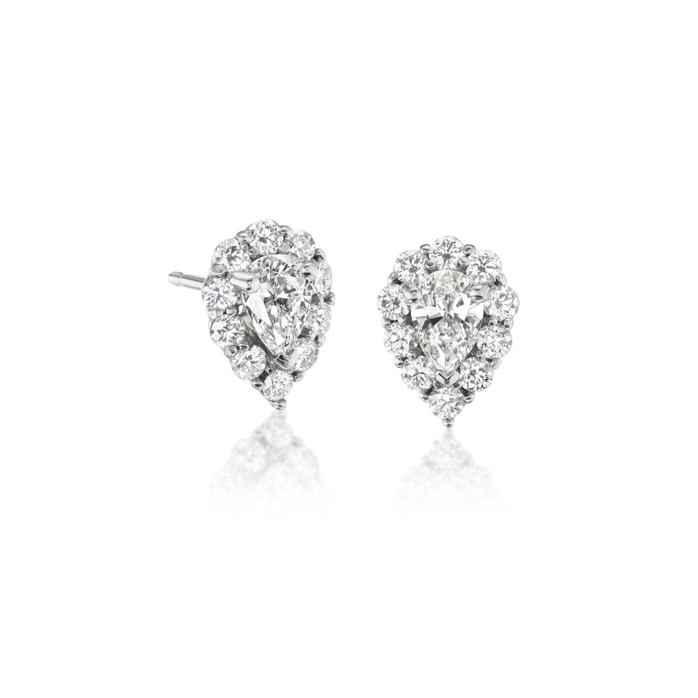 Pear Shape Diamond Halo Earrings