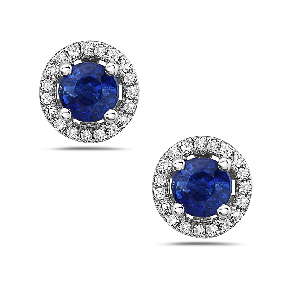 Sapphire and Diamond Halo Stud Earrings