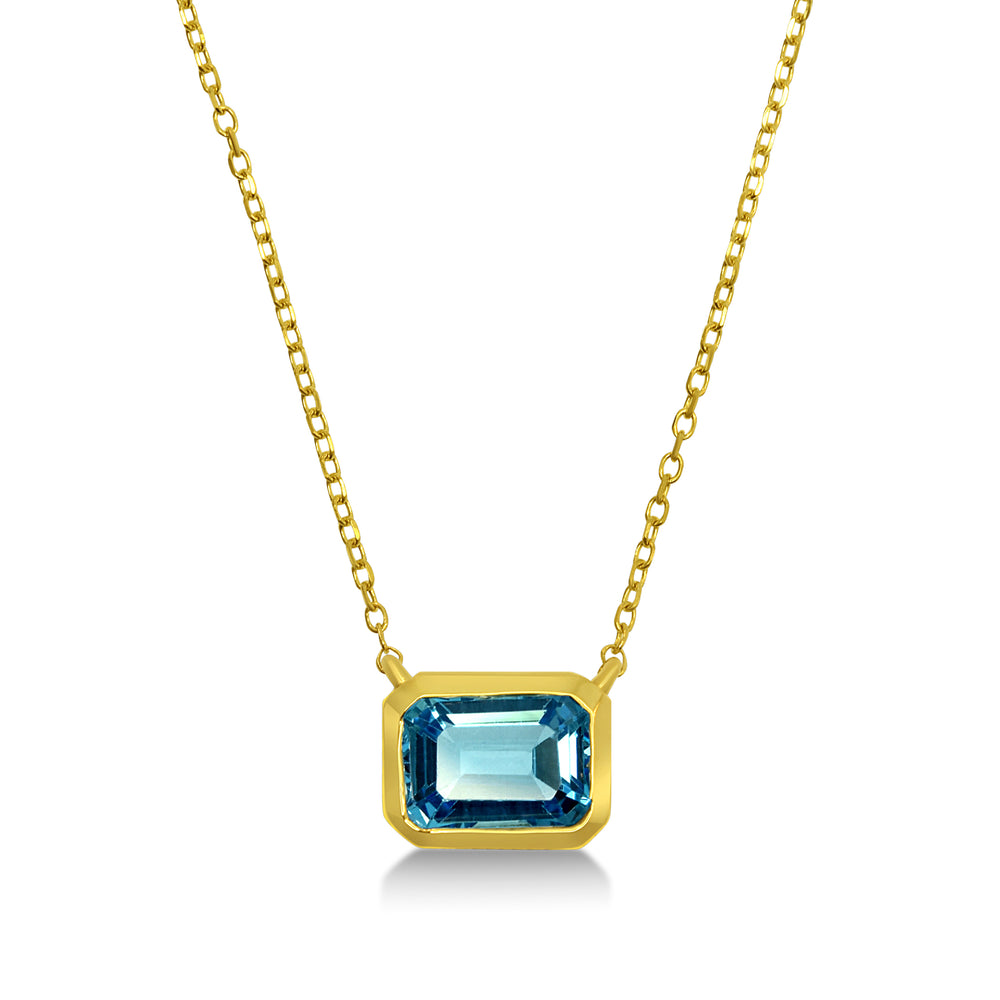 Emerald Cut Blue Topaz Necklace