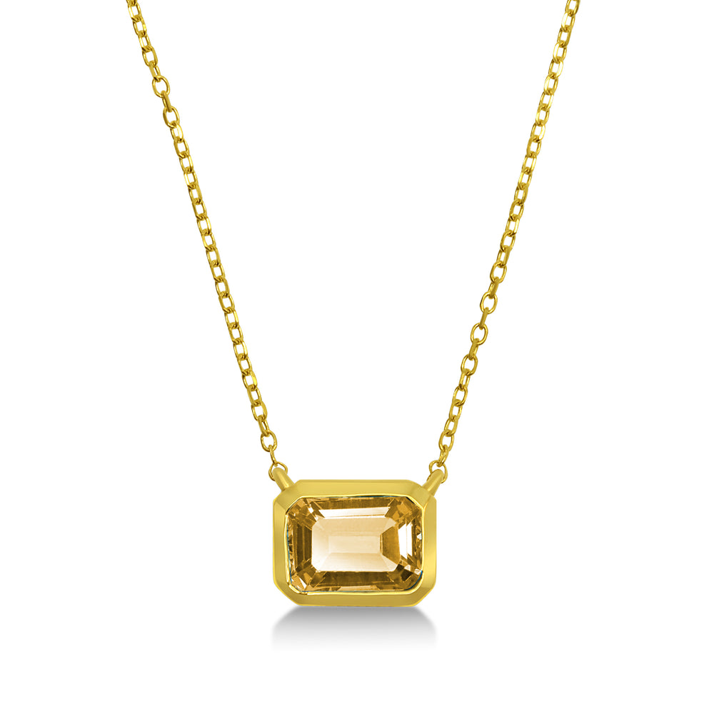 Emerald Cut Citrine Necklace