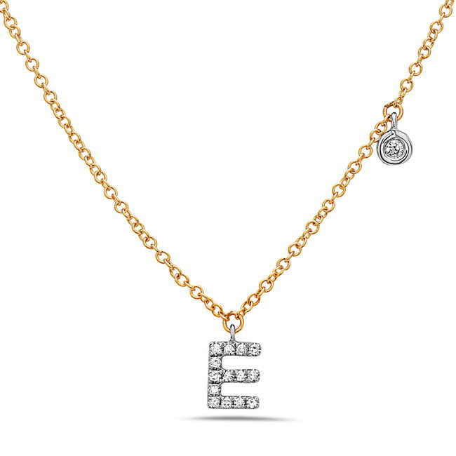 Two-Tone Diamond Initial Necklace