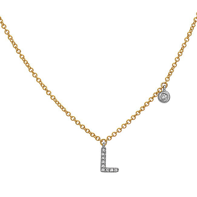 Two-Tone Diamond Initial Necklace