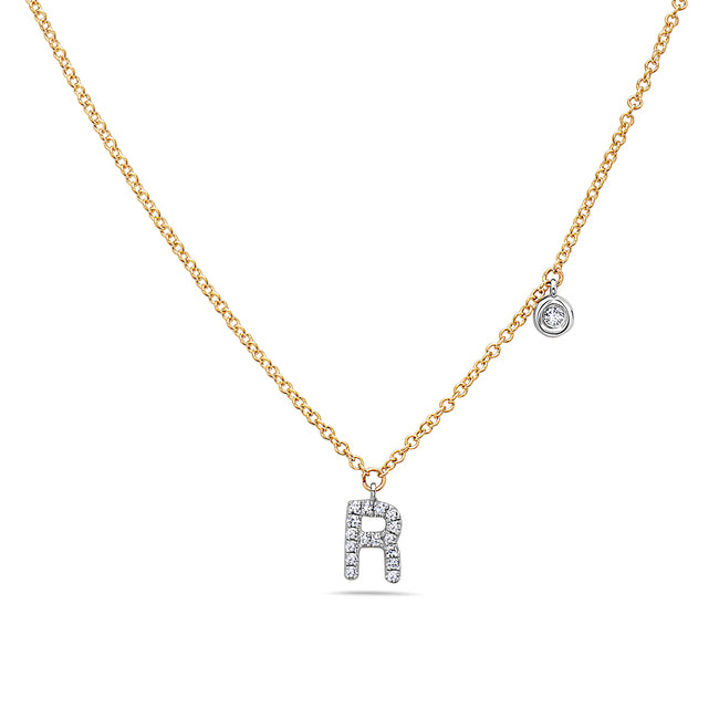 Two-Tone Diamond Initial Necklace