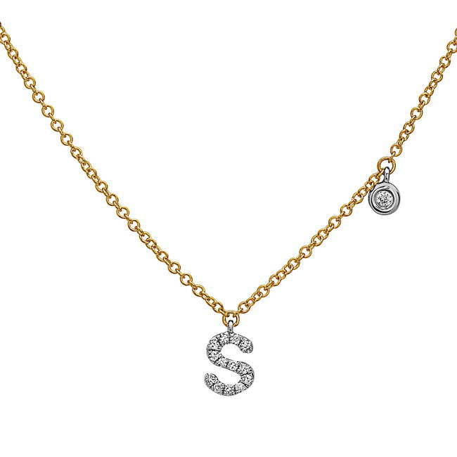 Two-Tone Diamond Initial Necklace