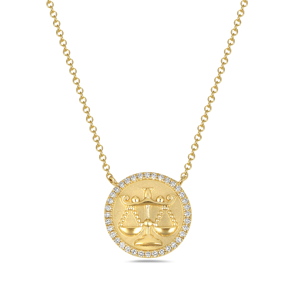 Diamond Libra Medallion Necklace