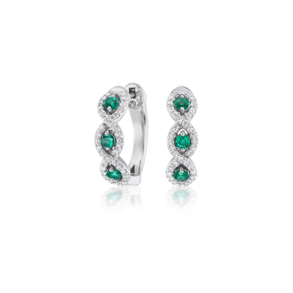 Emerald and Diamond Hoop Earrings