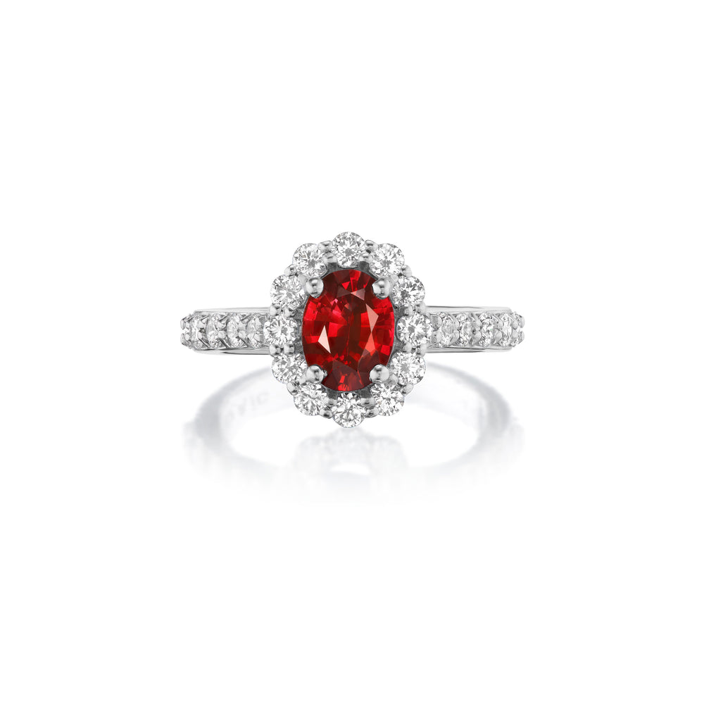 Ruby and Diamond Halo Ring