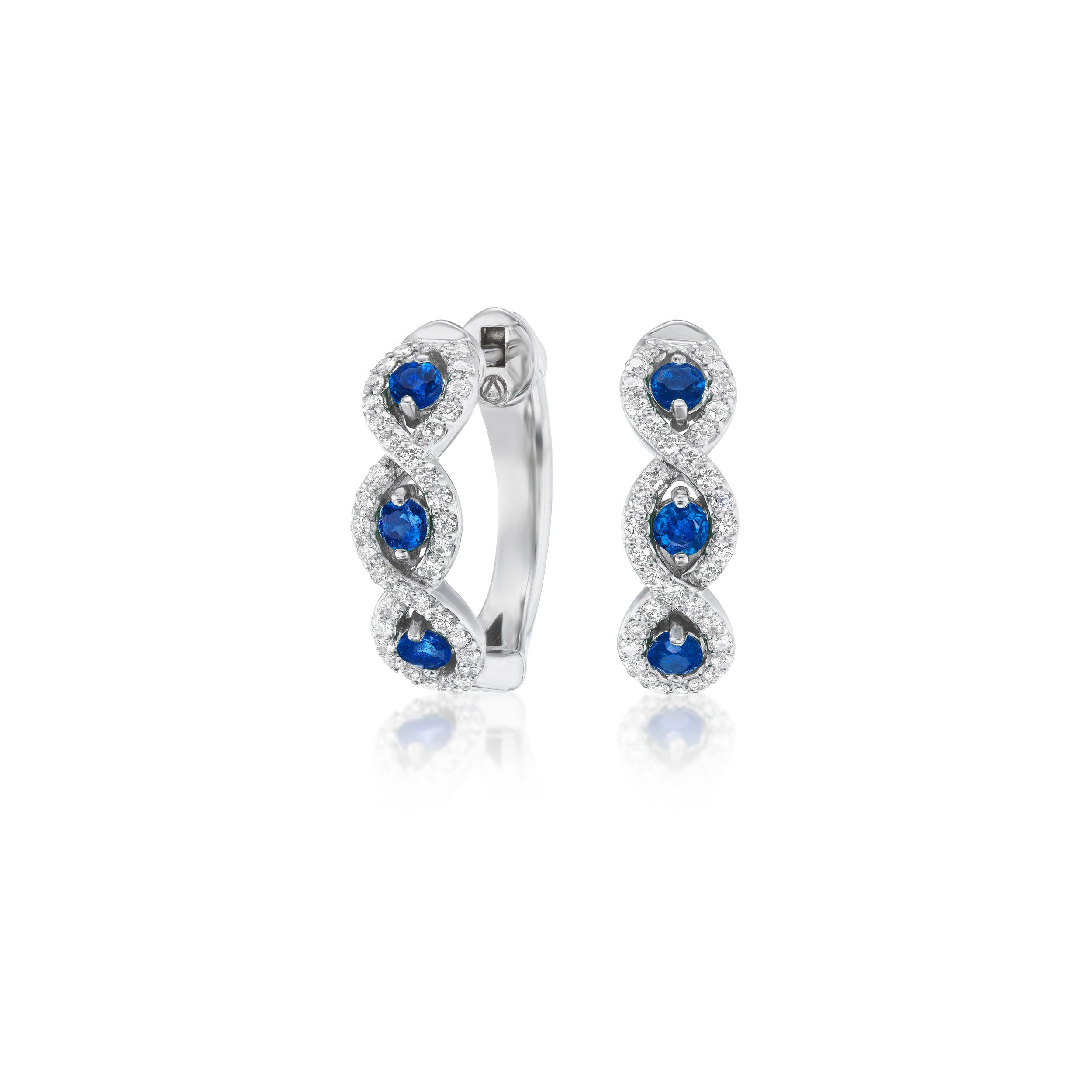 Sapphire and Diamond Hoop Earrings