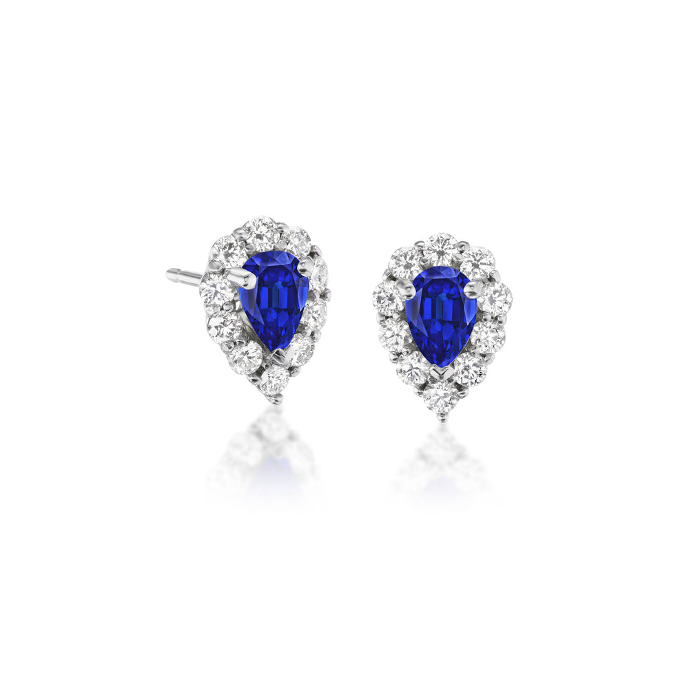 Pear Shape Sapphire and Diamond Earrings