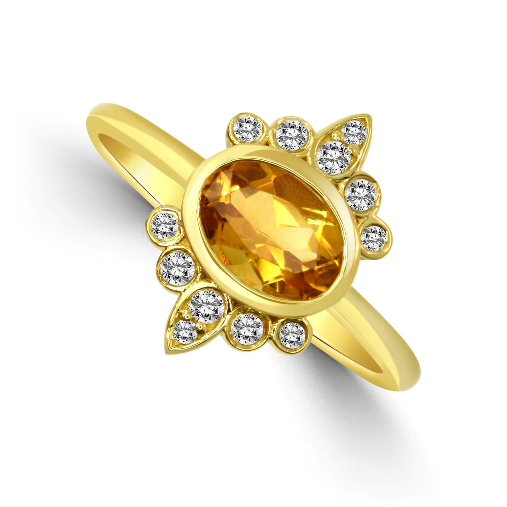 Citrine and Diamond Ring