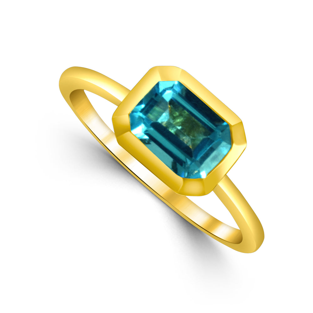 Emerald Cut London Blue Topaz Ring