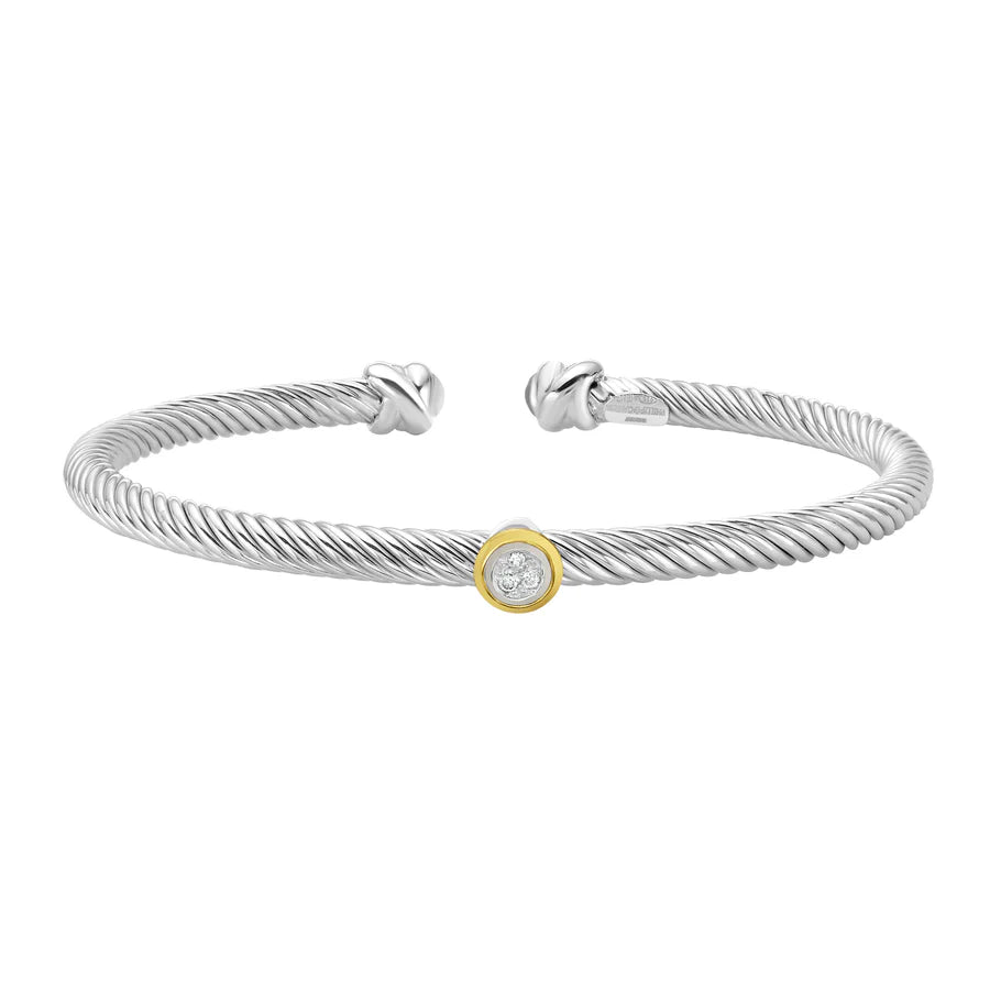 Phillip Gavriel Twist Cuff Bangle with Round Diamond Station