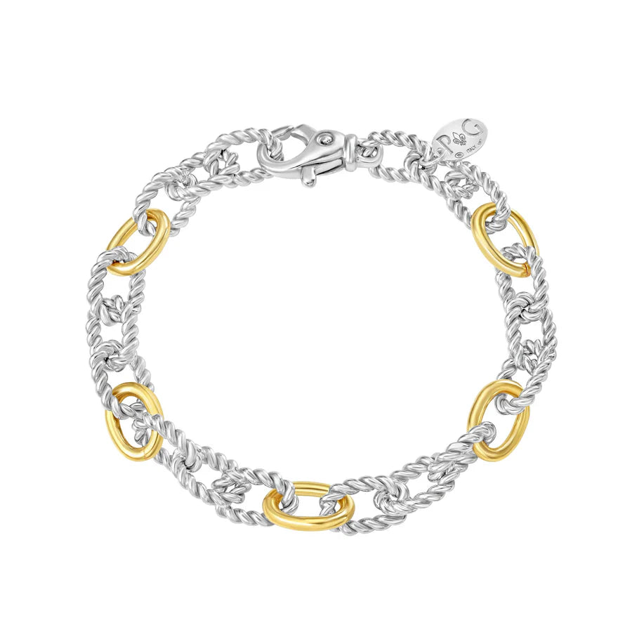 Phillip Gavriel Silver & 18kt Gold San Zeno Italian Cable Bracelet