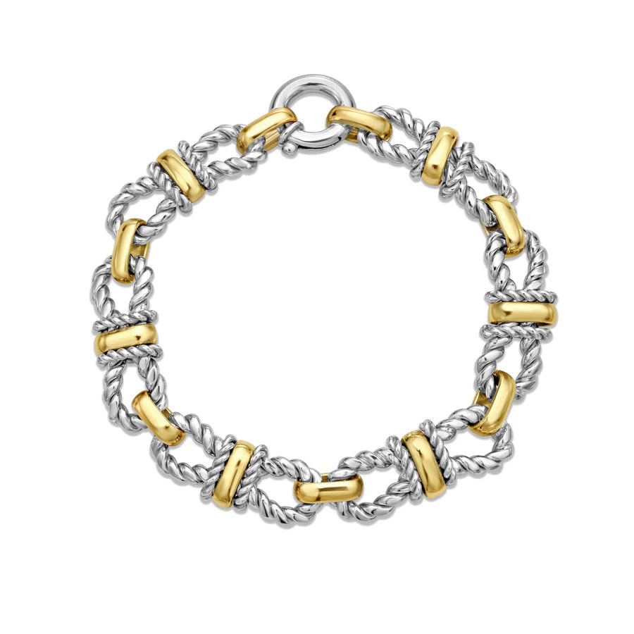 Phillip Gavriel Silver & 18kt Gold Knotted Link Cable Bracelet