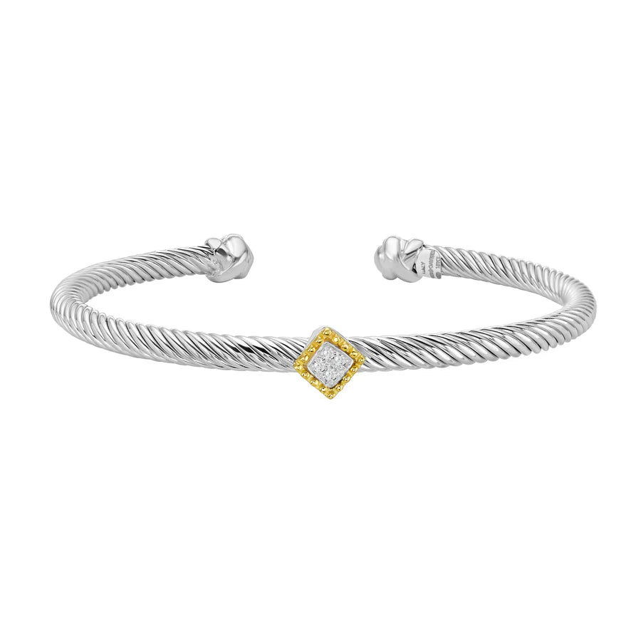 Phillip Gavriel Twist Cuff Bangle with Square Diamond Station