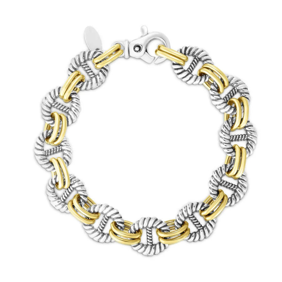 Phillip Gavriel Silver & 18kt Gold Cable Mariner Link Bracelet