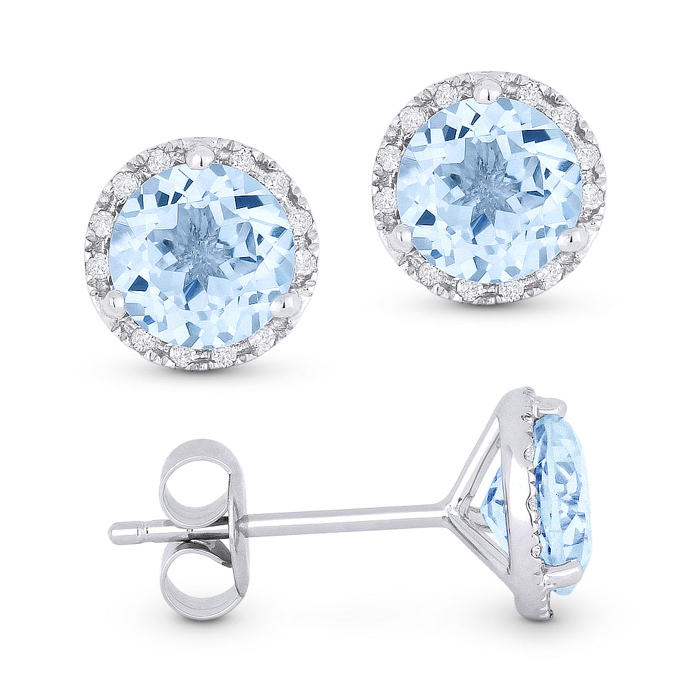 Blue Topaz and Diamond Stud Earrings