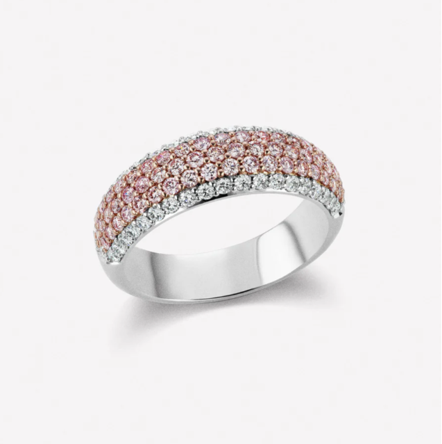 Argyle Pink Diamond 5 Row Band