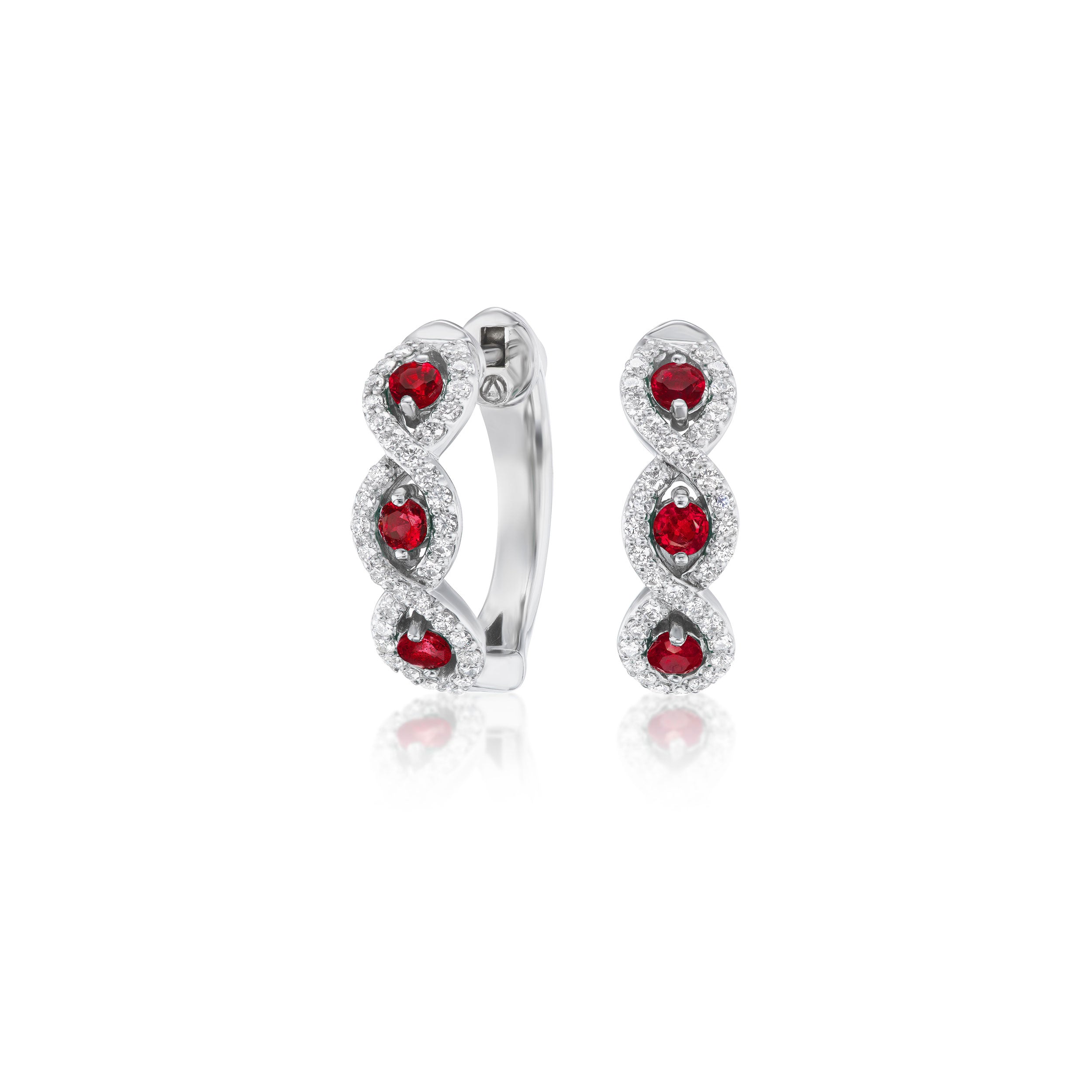 Ruby and Diamond Hoop Earrings