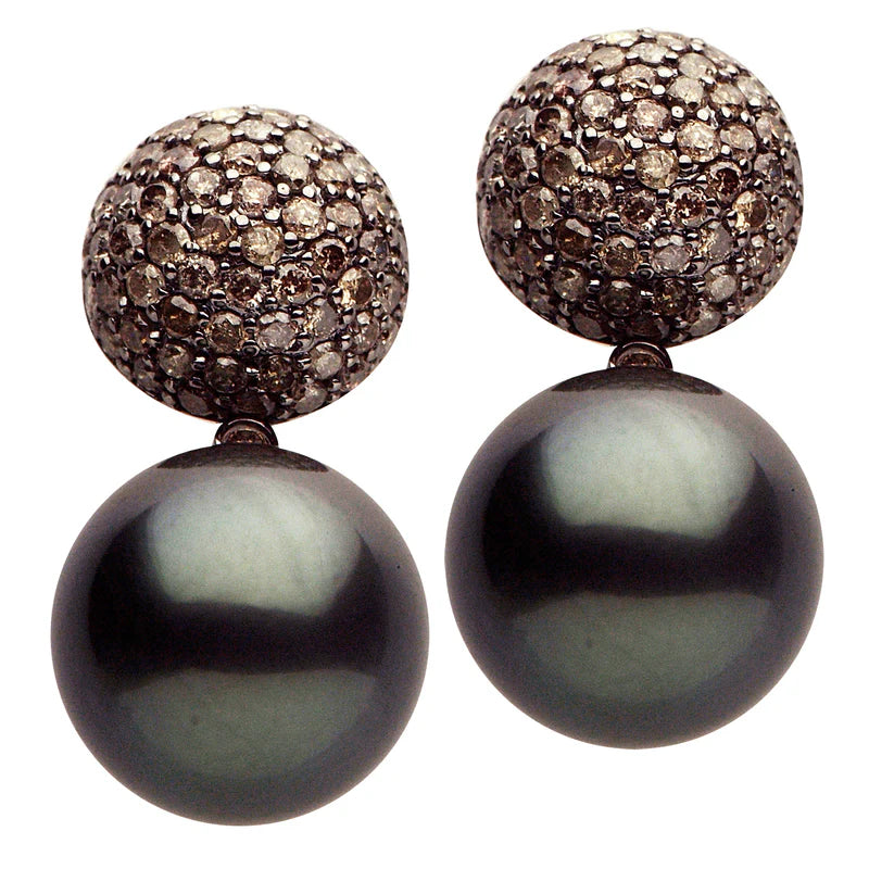 Tahitian Pearl and Diamond Earrings