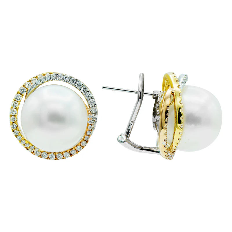 South Sea Pearl and Diamond Earrings