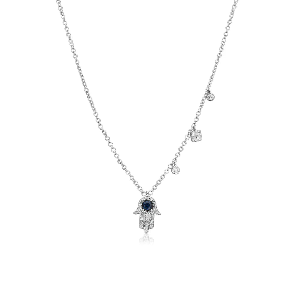 Meira T Sapphire and Diamond Hamsa Necklace