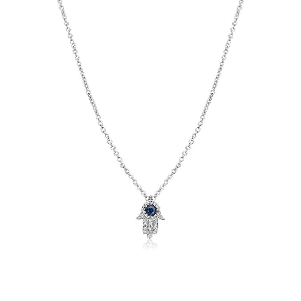 Meira T Sapphire and Diamond Hamsa Necklace