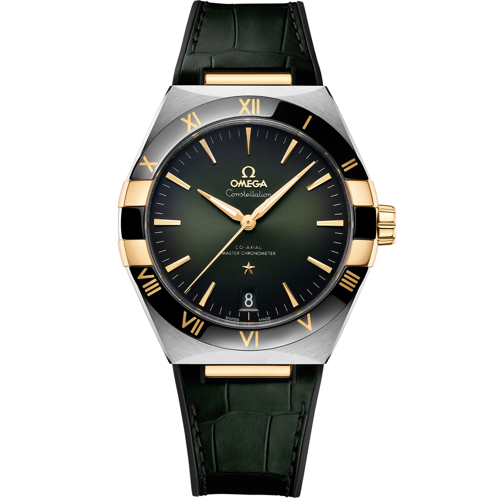 Omega Constellation 41mm steel - yellow gold on leather strap