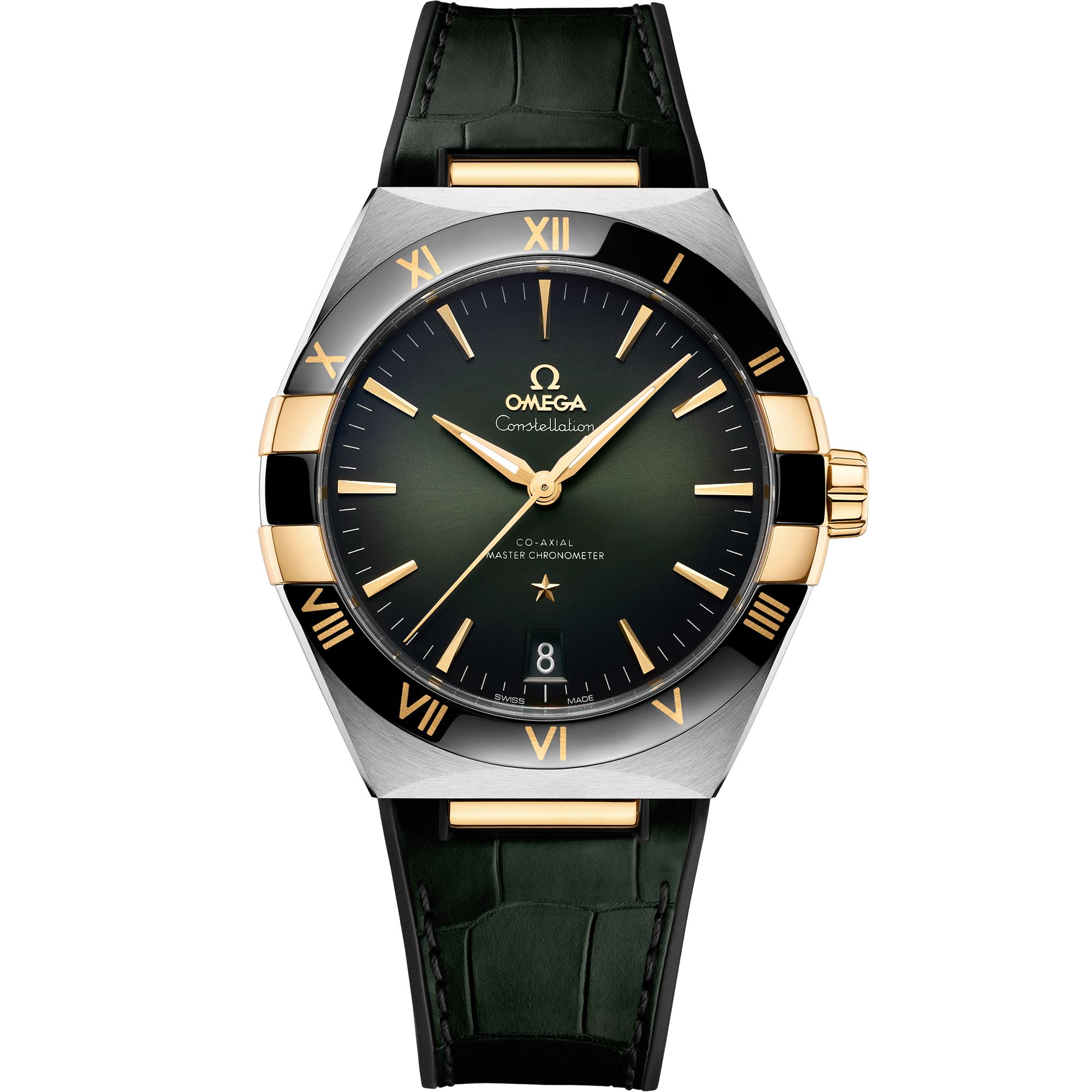 Omega Constellation 41mm steel - yellow gold on leather strap