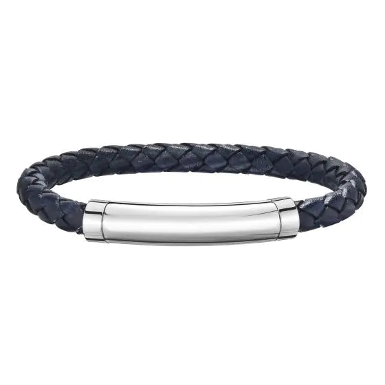 Phillip Gavriel Men's Blue Leather & Silver Bar Bracelet