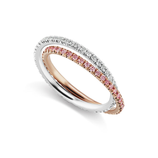 Barmakian Pink and White Diamond Rolling Eternity Ring Barmakian