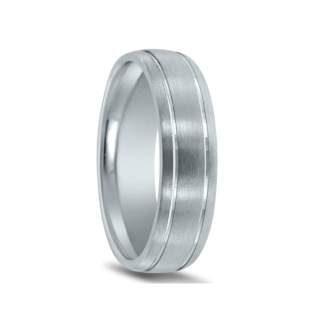 Brushed platinum mens hot sale wedding band