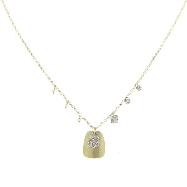 Meira T round brilliant cut diamond necklace in 18k yellow gold. | AHEE  Jewelers